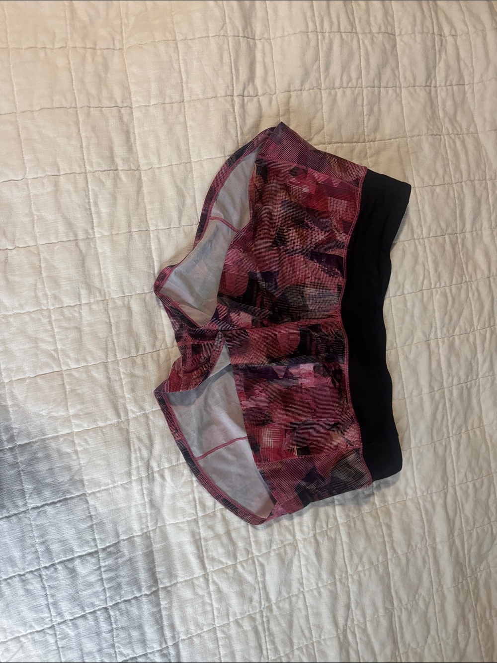 lululemon athletica Pink Patterned Athletic Shorts with Black Waistband